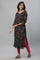 Black Sweetheart Neck Printed Kurta