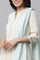 Off-White Asymmetrical Embellished Kurta, Tights & Mint Dupatta