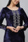 Blue Velvet Embellished Kurta & Palazzo Set
