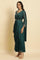 Green Embelloshed Predrape Saree Dress