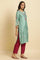 Seas Green Embroidered Kurta, Pants & Dupatta Set