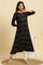 Black Floral Printed A-Line Kurta