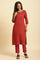 Rust Red Straight Solid Kurta