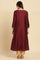 Dark Red Flared Embroidered Kurta