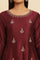 Dark Red Flared Embroidered Kurta