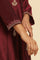 Dark Red Flared Embroidered Kurta