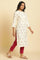 Ivory Floral Printed Straight Kurta