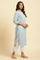 Blue Cotton Texture Schiffli Kurta