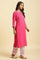 Pink Embroidered Textured Dobby Kurta