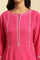 Pink Embroidered Textured Dobby Kurta