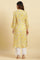 Yellow Floral Printed A-line Kurta