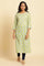 Green Floral Printed Straight Kurta