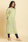 Green Floral Printed Straight Kurta