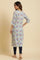 Light Blue Print Mix Rayon Kurta