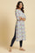 Light Blue Print Mix Rayon Kurta