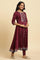 Purple Embroidered Flared Kurta