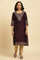 Purple Embellished Straight Festive Kurta