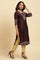 Purple Embellished Straight Festive Kurta