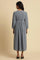 Dusk Blue Embroidered Gathered Dress
