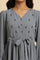 Dusk Blue Embroidered Gathered Dress