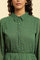 Green Shirt Collar Flared Western Dress
