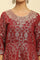 Red Jacquard Embroidered Cotton Silk A-Line Ethnic Dress