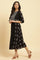 Black Printed Gathered Dress