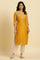 Yellow Embroidered Festive Straight Kurta