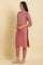 Pink Embroidered Relaxed Fit Kurta