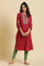 Maroon Embroidered Festive Kurta