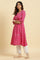 Pink Geometric Printed A-Line Kurta