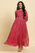 Pink Ikkat Printed Embellished Dress