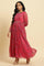 Pink Ikkat Printed Embellished Dress