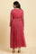 Pink Ikkat Printed Embellished Dress
