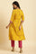 Yellow Geometric Printed A-Line Kurta