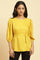 Yellow Minimal Embroidered Western Top With Belt