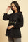 Black Floral Embroidered Western Top