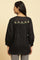 Black Floral Embroidered Western Top