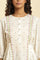 Ecru Yarn Dye Embroidered Top With Pleats