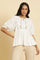 White Peplum Top With Embroidered Yoke