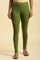 Green Knitted Solid Tights