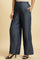 Blue Wide Leg Denim Flared Pants