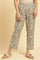 Ecru Straight Pants With Multi-Coloured Floral Print