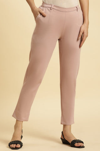 Pink Slim Fit Elasticated Western Pants