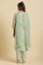 Light Green Floral Printed Kurta, Pants & Dupatta Set