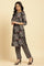 Black Floral Printed Kurta And Pants Set