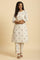 Beige Glitter Printed Kurta And Straight Pants Set