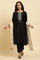 Black Zari Embroidered Straight Kurta, Pant And Dupatta Set