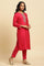 Pink Zari Embroidered Straight Kurta, Pant And Dupatta Set