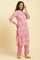 Pink Printed Straight Kurta And Pants Co-Ord Set